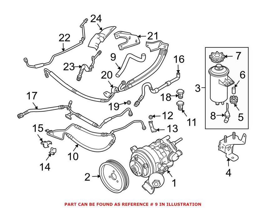 BMW Power Steering Reservoir Hose 32416767420